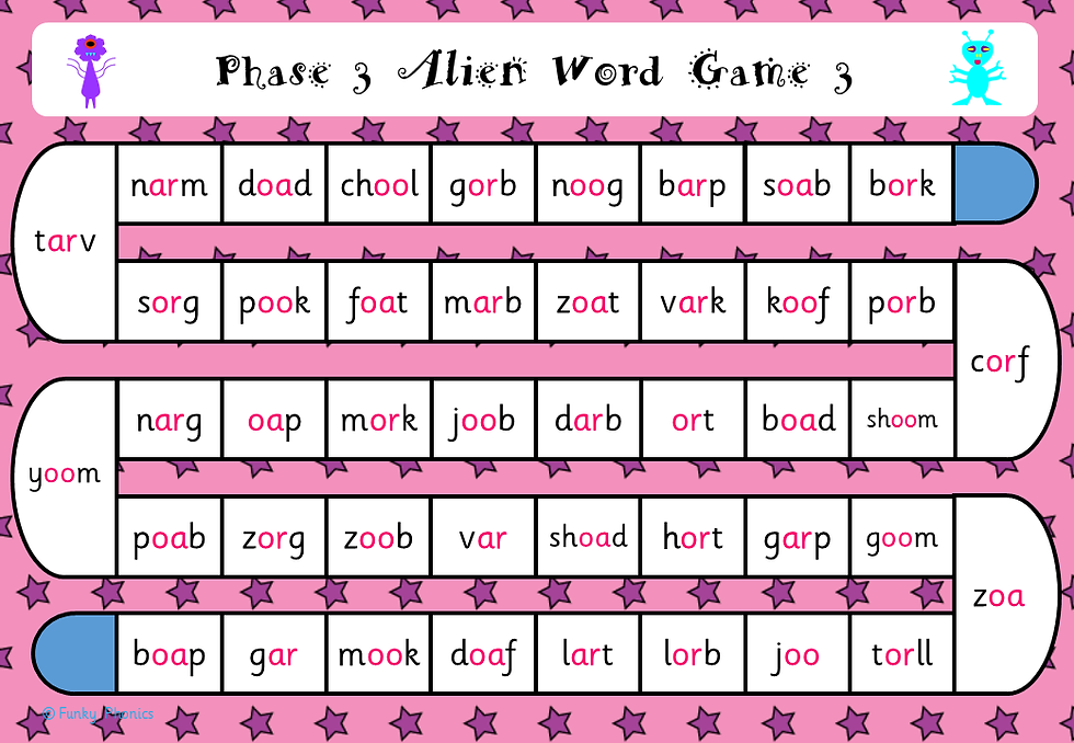 Thumbnail: Phonics Screening - Phase 3 Alien Word Board Games
