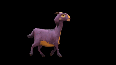 An 3D animated goat trotting.