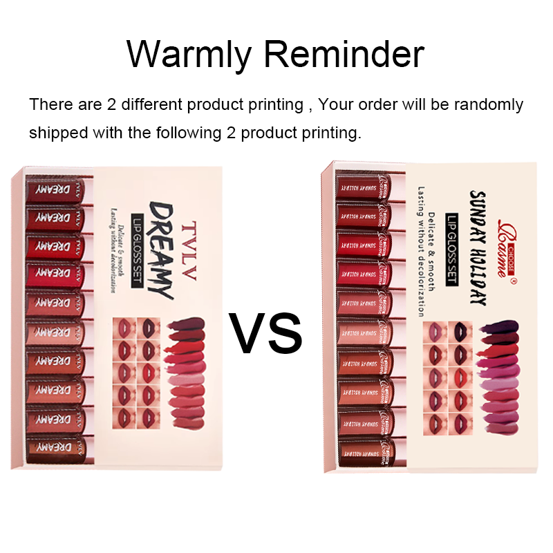 Thumbnail: 10 Pieces/Set Lip Gloss Velvet Lipstick: Waterproof and Long-Lasting Lip Gloss W