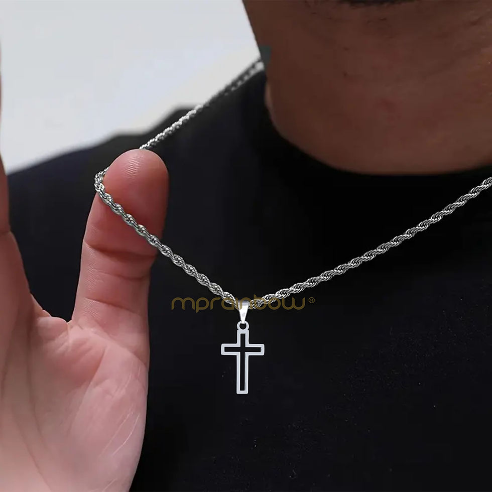 Thumbnail: Casual Hollow Cross Necklaces for Men Boys,Waterproof Stainless Steel Cross Pend