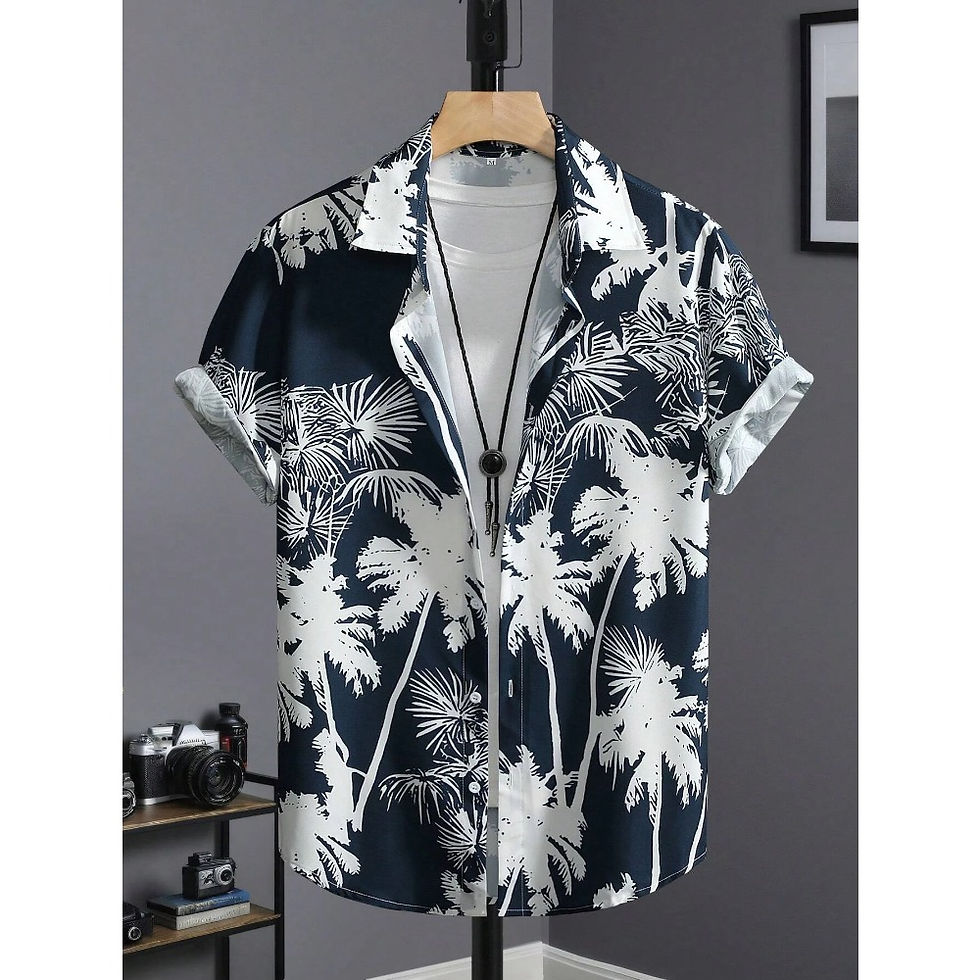 Thumbnail: Hawaiian Shirt Man Print Casual Thin Beach Slim Fashion Shirt High Quality Luxur