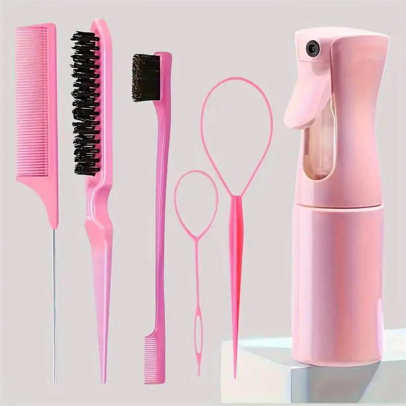Thumbnail: 6pcs/Set Hair Brush Set Hairdressing Spray Bottle Hair Braiding Loop Rat Tail Co