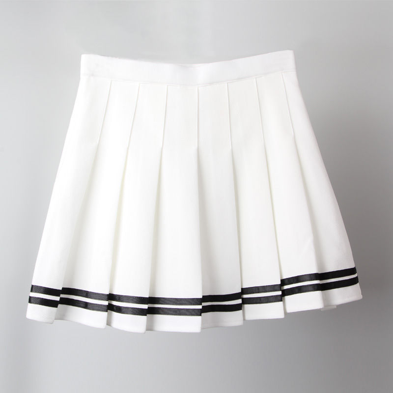 Thumbnail: Vintage Korean Style Patchwork Skirt Harajuku JK Black Pleated Skirts Gothic Str