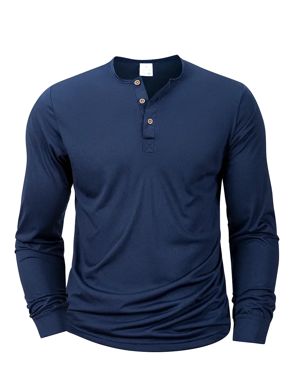 Thumbnail: New Men's Henley T-shirts Long Sleeve Basic Casual Band Collar T Shirts Comforta