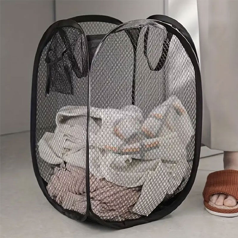 Thumbnail: Mesh Pop-up Laundry Basket, Laundry Basket, Foldable Dirty Clothes Storage Baske