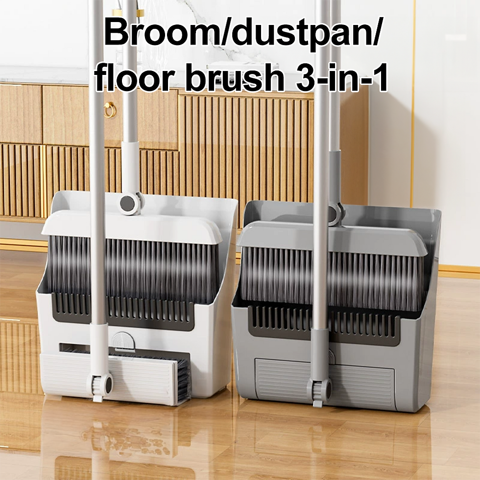 Thumbnail: 3-in-1 Broom Dustpan Set Thickened Bristles Hair Catcher Foldable Space-Saving H