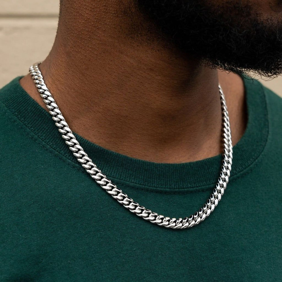 Thumbnail: 3-11MM Classic Cuban Chain Necklace for Men Women,Silver Black Gold Grey Color S