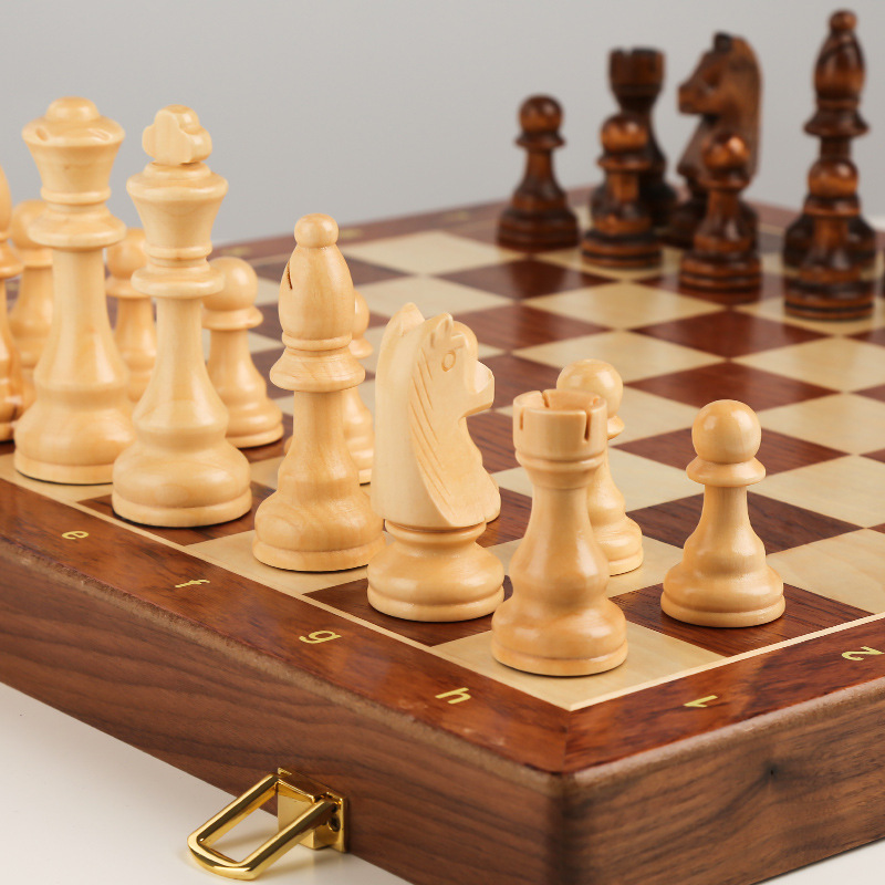 Thumbnail: Large Children's Wooden Folding Chess Set