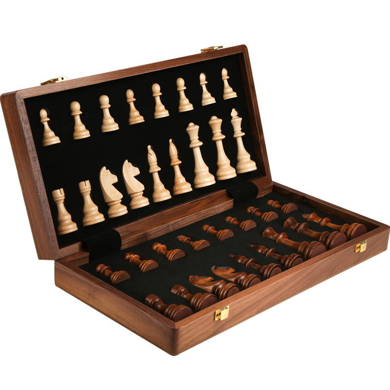 Thumbnail: Large Children's Wooden Folding Chess Set