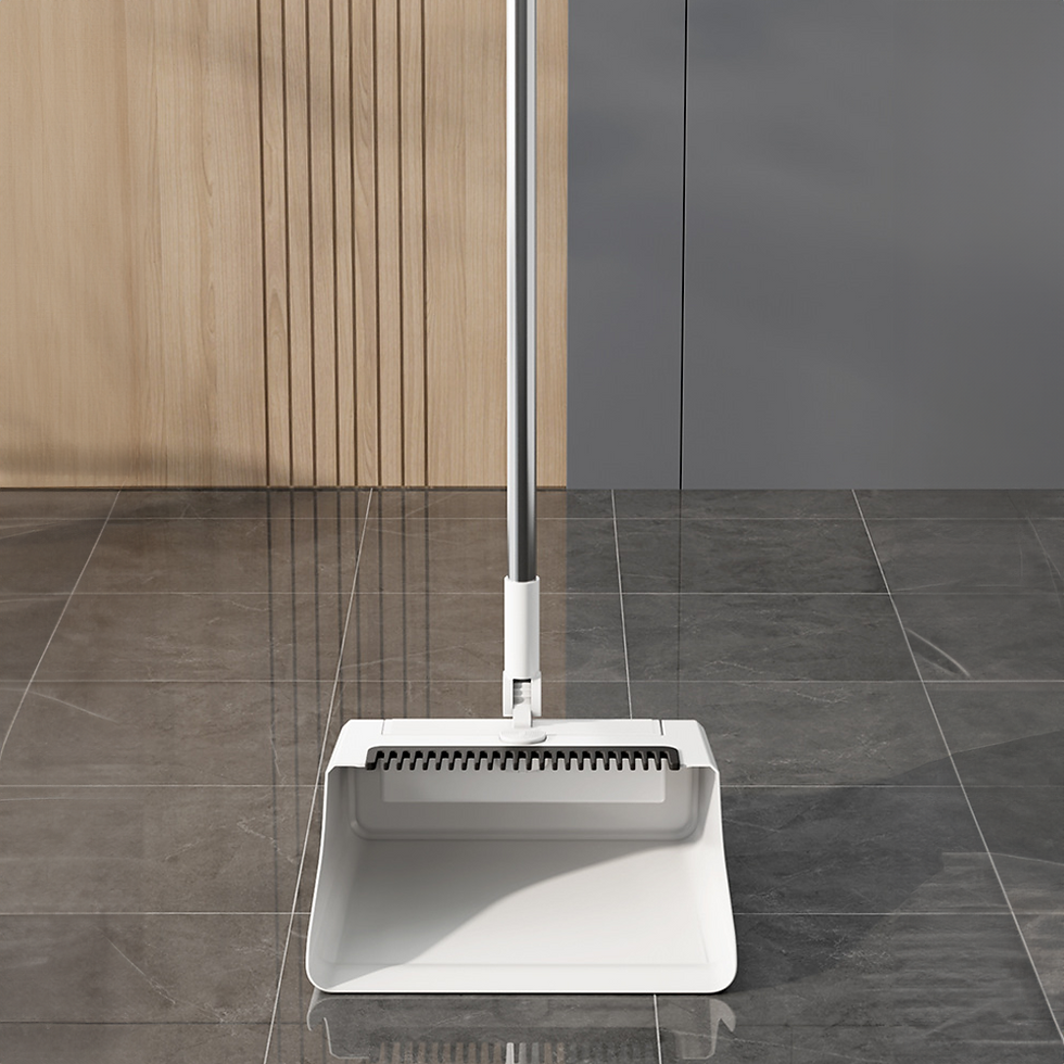 Thumbnail: 3-in-1 Broom Dustpan Set Thickened Bristles Hair Catcher Foldable Space-Saving H