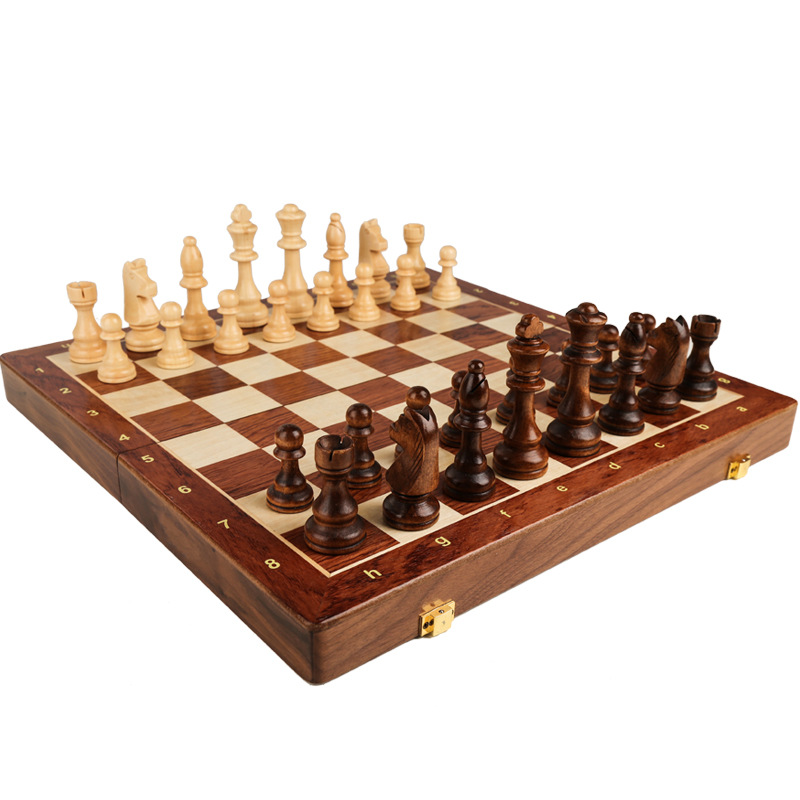 Thumbnail: Large Children's Wooden Folding Chess Set