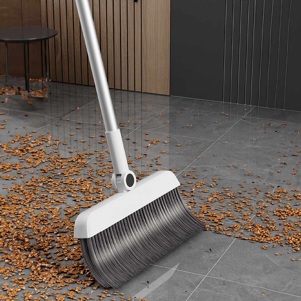 Thumbnail: 3-in-1 Broom Dustpan Set Thickened Bristles Hair Catcher Foldable Space-Saving H