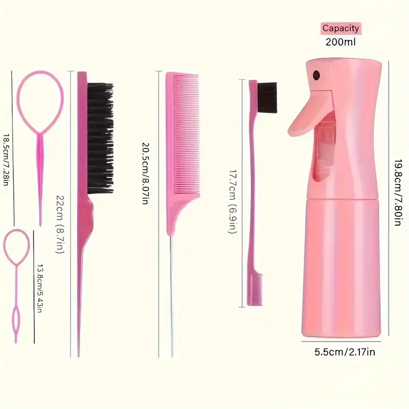Thumbnail: 6pcs/Set Hair Brush Set Hairdressing Spray Bottle Hair Braiding Loop Rat Tail Co