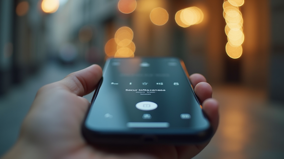 Close-up view of a smartphone showing a security camera app interface