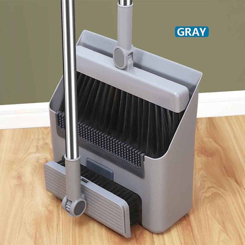 Thumbnail: 3-in-1 Broom Dustpan Set Thickened Bristles Hair Catcher Foldable Space-Saving H