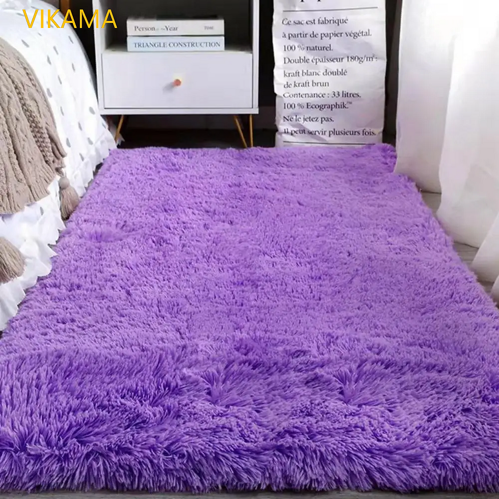Thumbnail: VIKAMA Silk wool Solid Colour Living Room Bedroom Bedside Sofa Soft Mat Home Lig