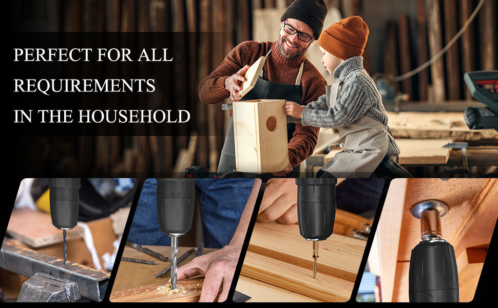Thumbnail: Cordless Drill Kit Electric Screwdriver Kit, 45Nm Cordless Combination Drill, LE
