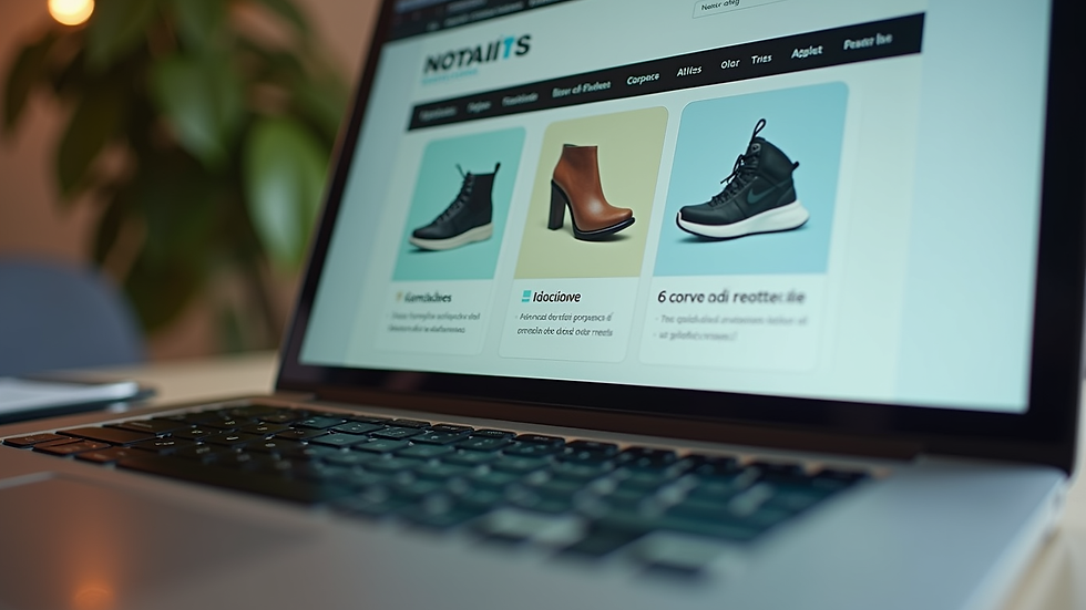 Close-up view of a laptop screen showing a Brazilian online shopping website