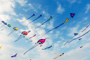 Kites Flying in Cloudy Sky