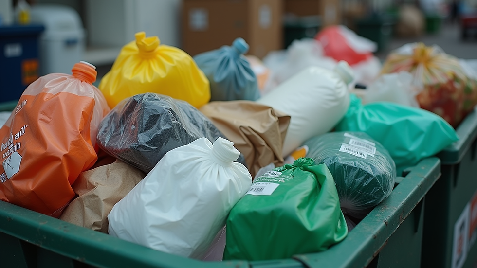 Close-up view of sorted recyclable materials ready for drop-off
