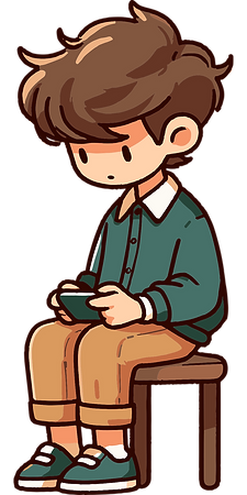 Berniukas skaito telefone