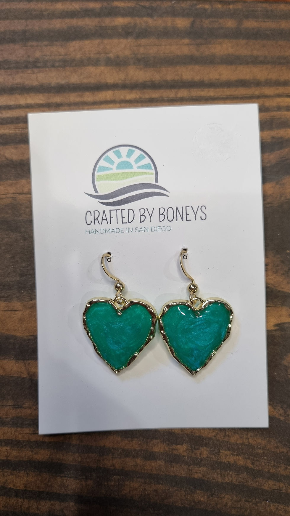 Thumbnail: Gold plated resin heart earrings 