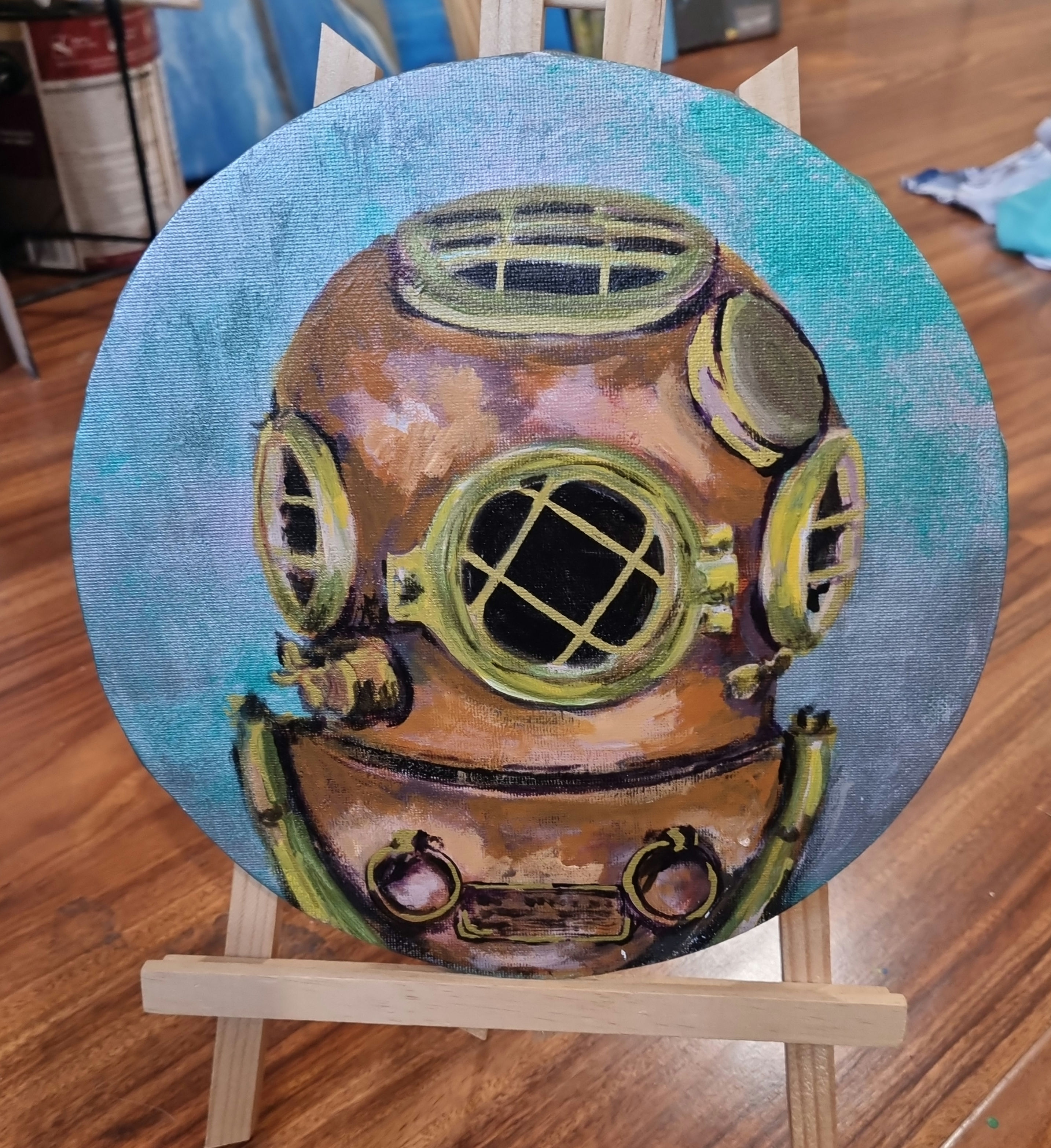 Divers Helmet acrylic painting 
