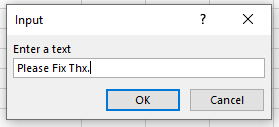 InputBox Function enter a text