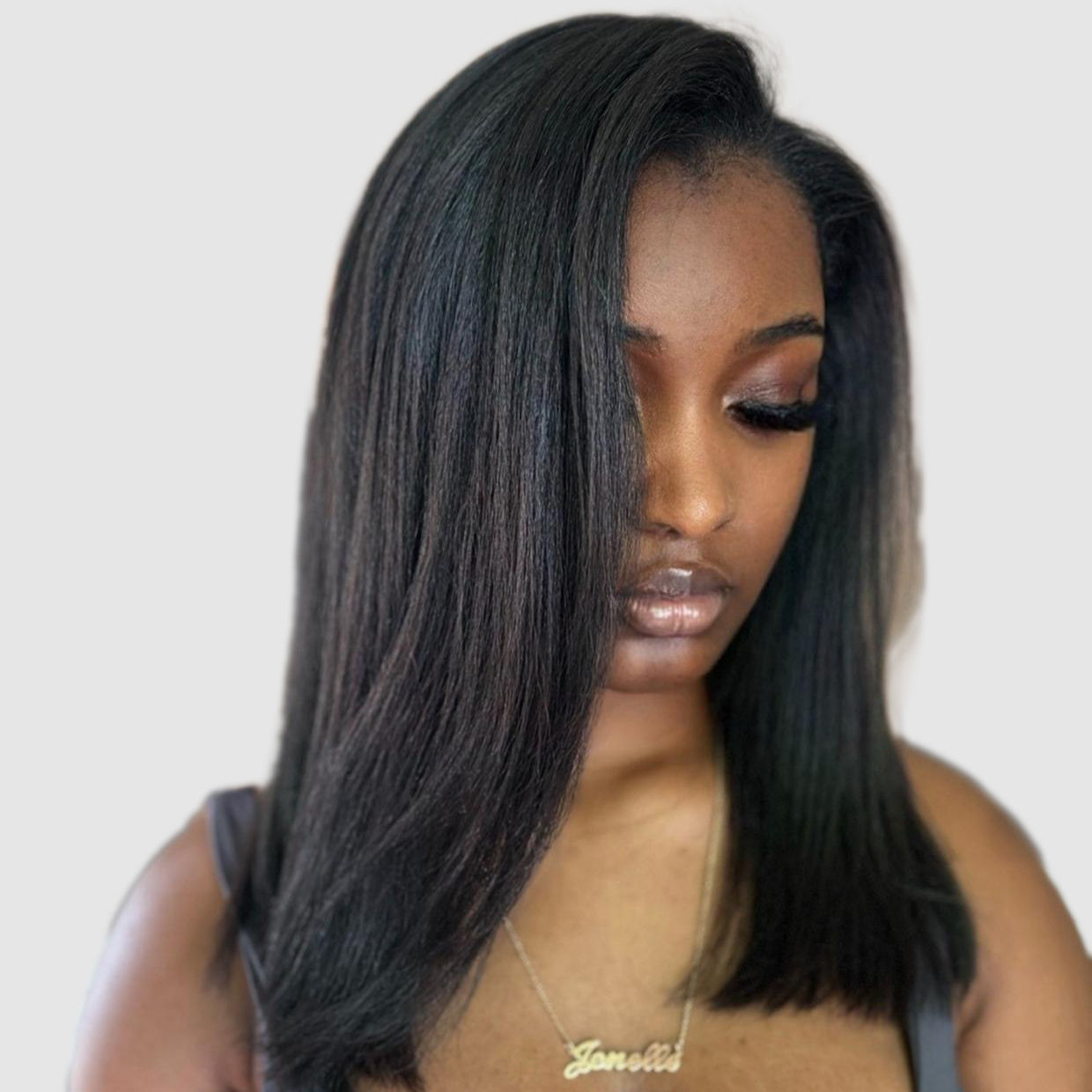 woman with silk-pressed hair