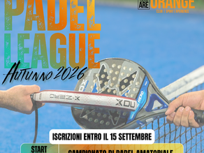 ORANGE PADEL LEAGUE - AUTUNNO 2026 - Iscrizioni Aperte fino al 15 Settembre