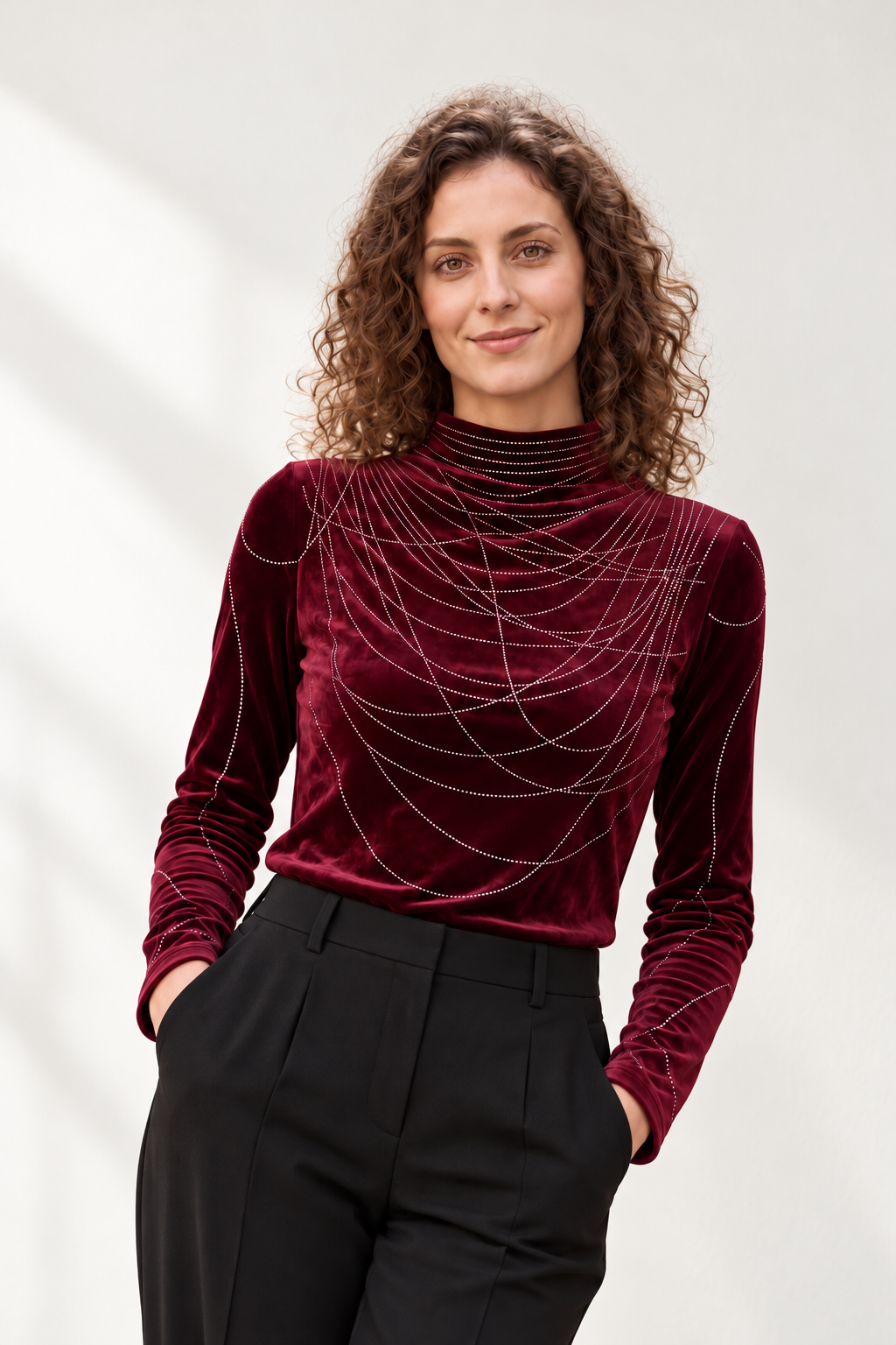 Embellished Velvet Top