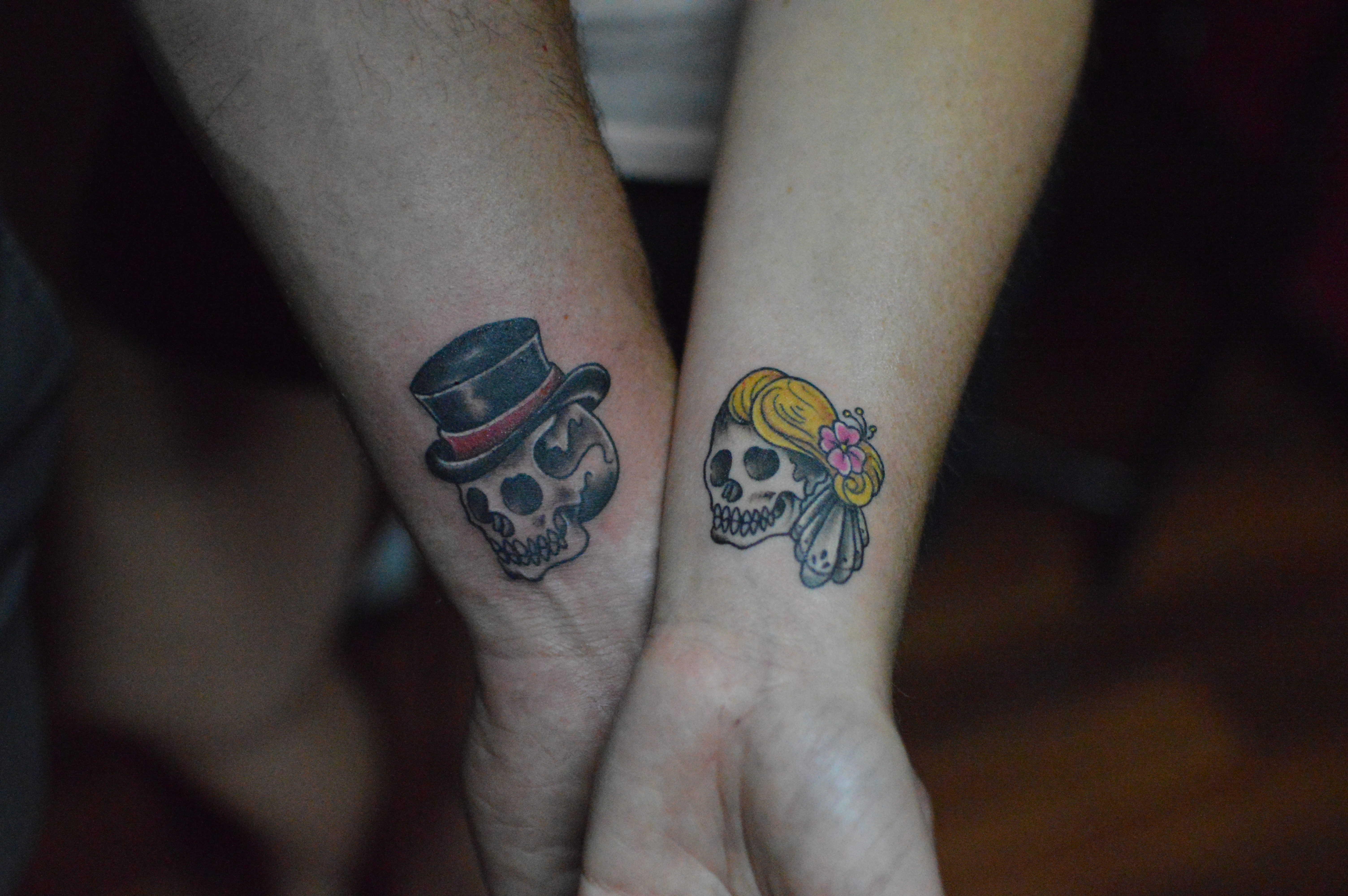 couples skull tattoos