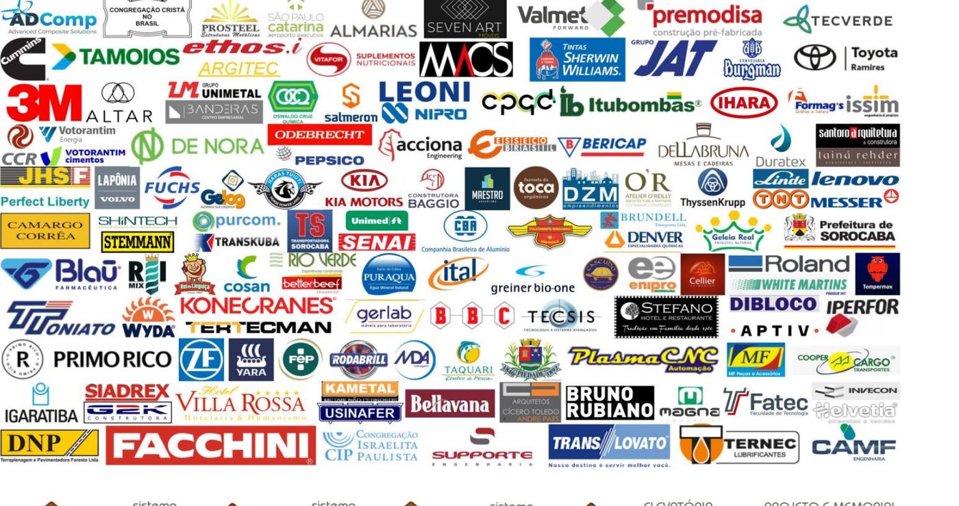 Logotipos de clientes e parceiros atendidos pela STEBio