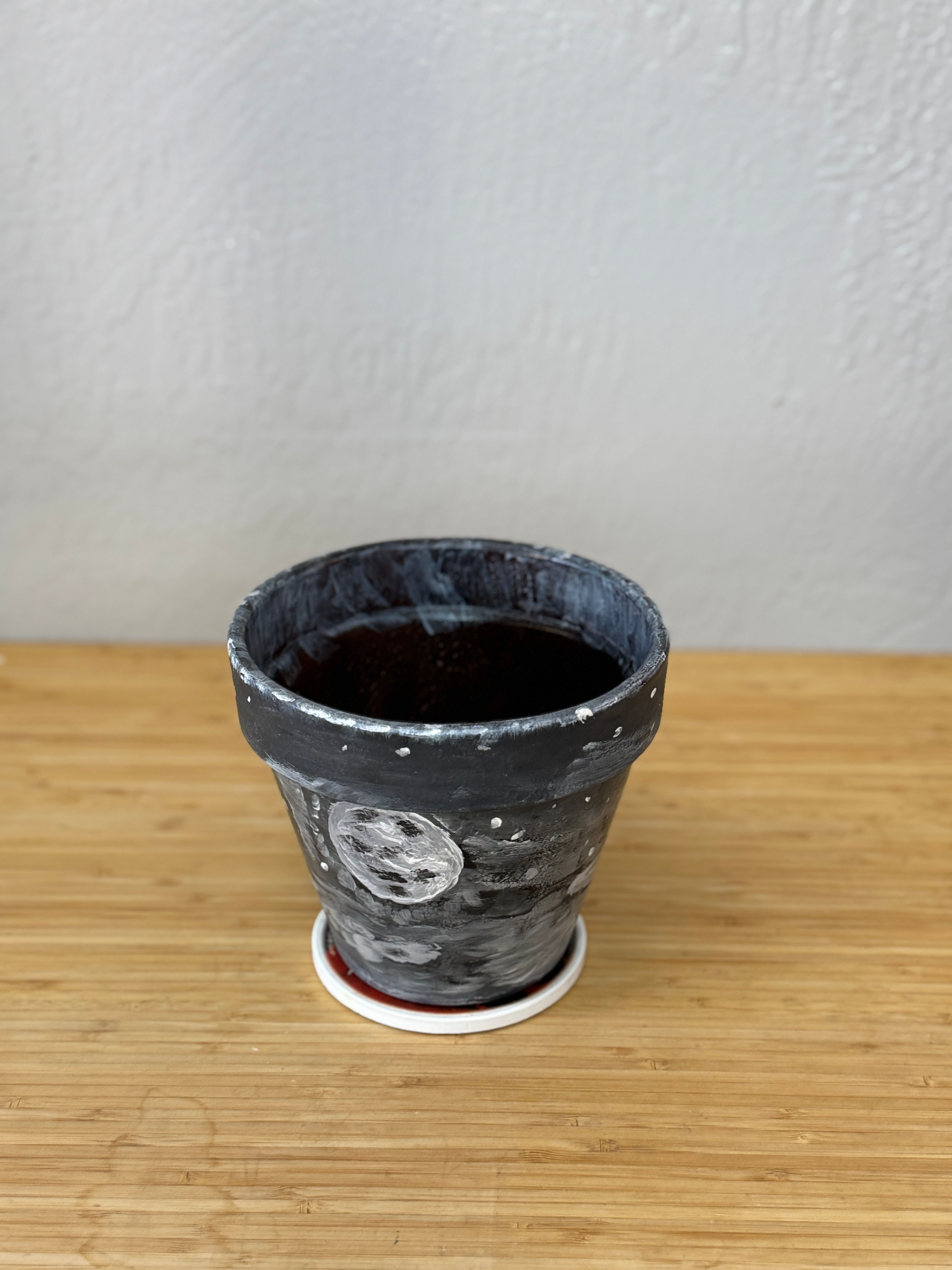 Lunar Eclipse: Hand-Painted Moonlit Night Planter