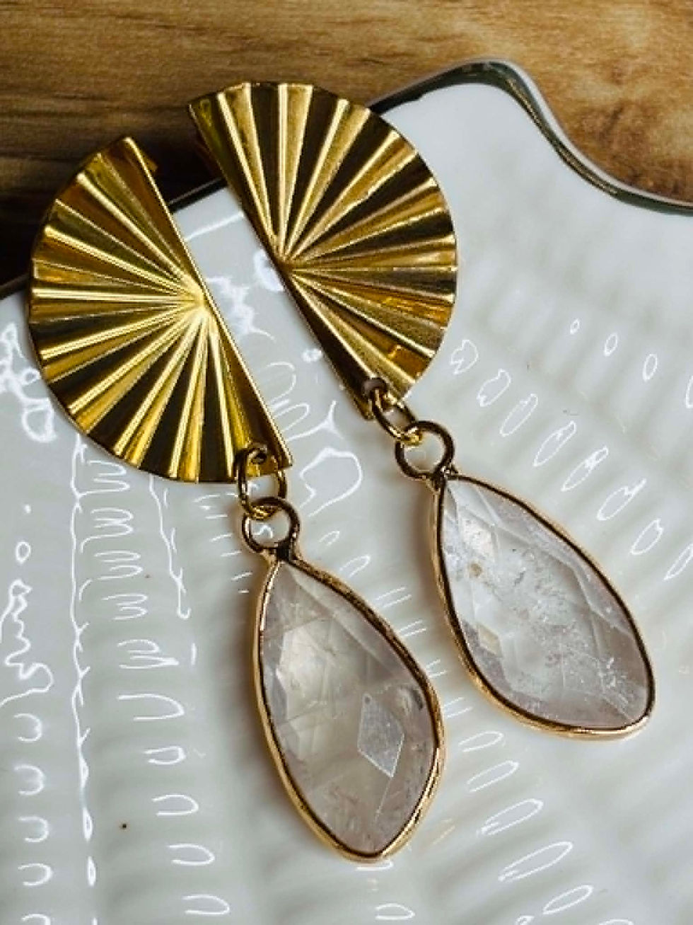 Miniature : Boucles d’oreilles EVENTAIL Cristal de roche