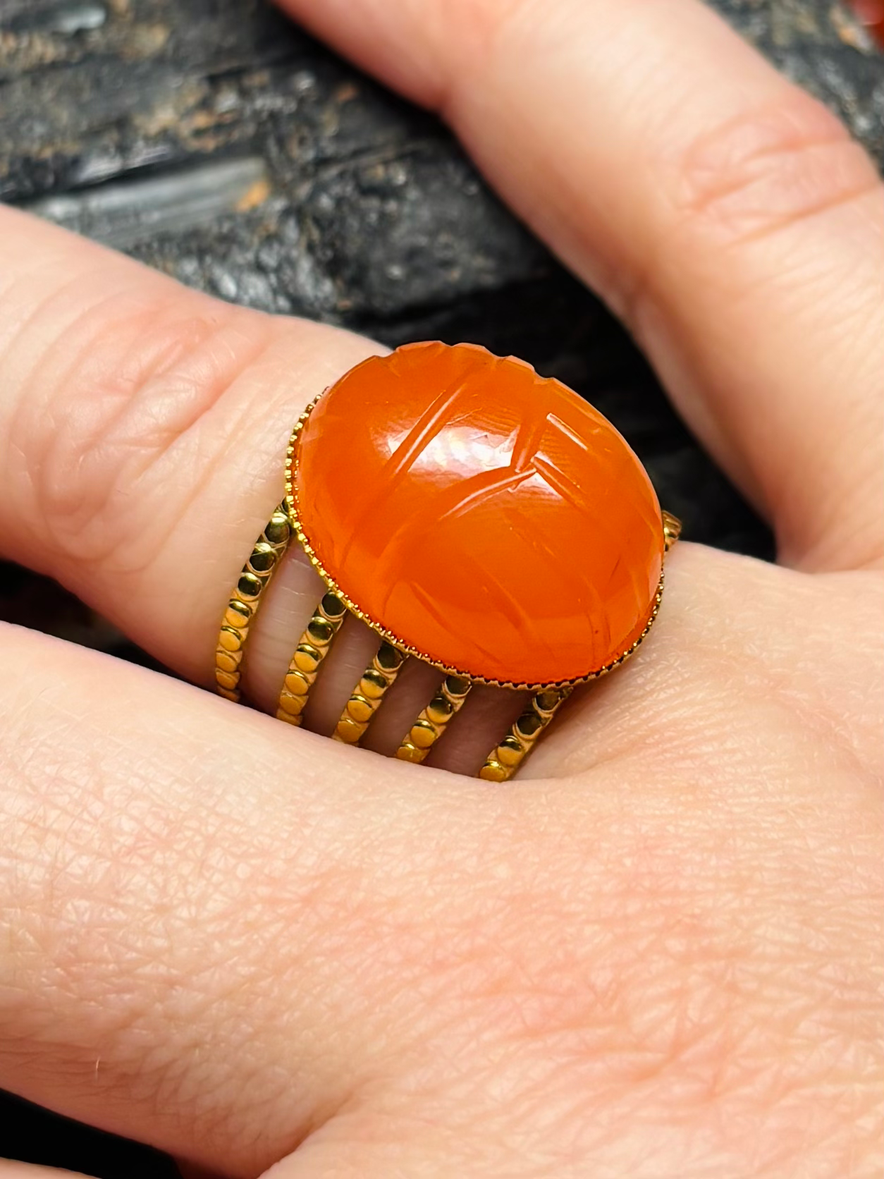 Bague scarabée en Cornaline