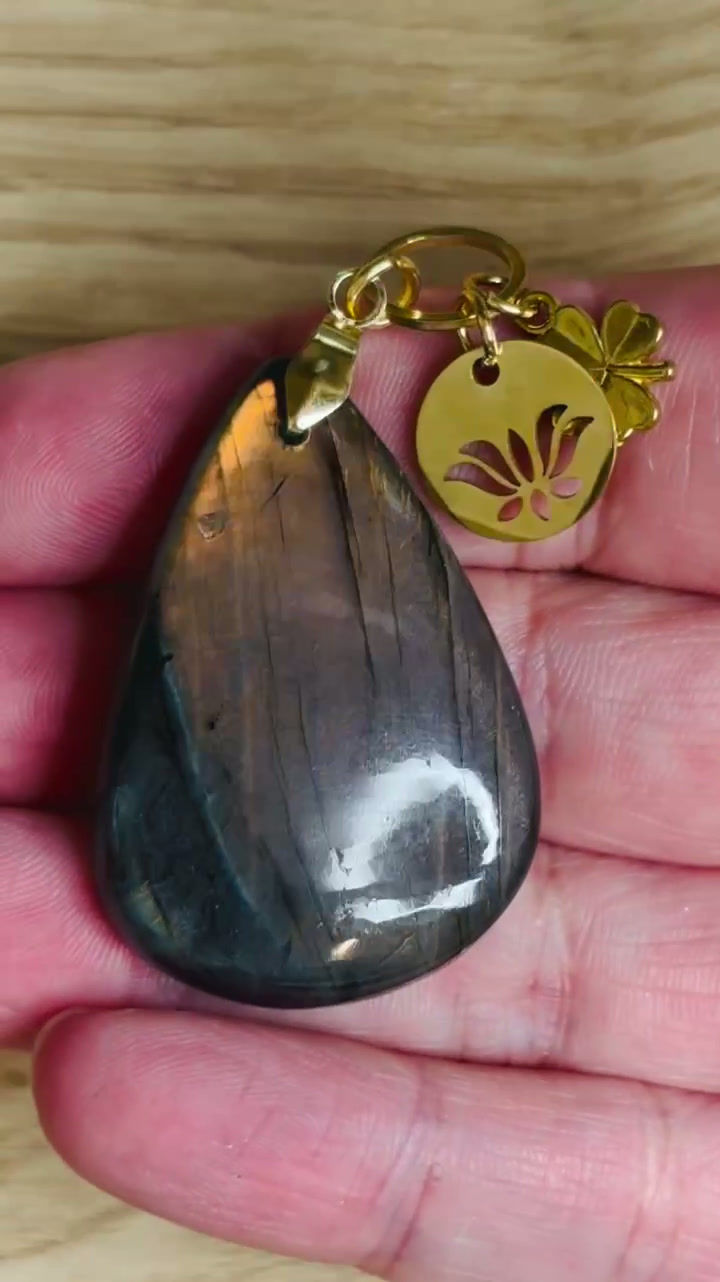 Miniature : Pendentif Labradorite ORANGE