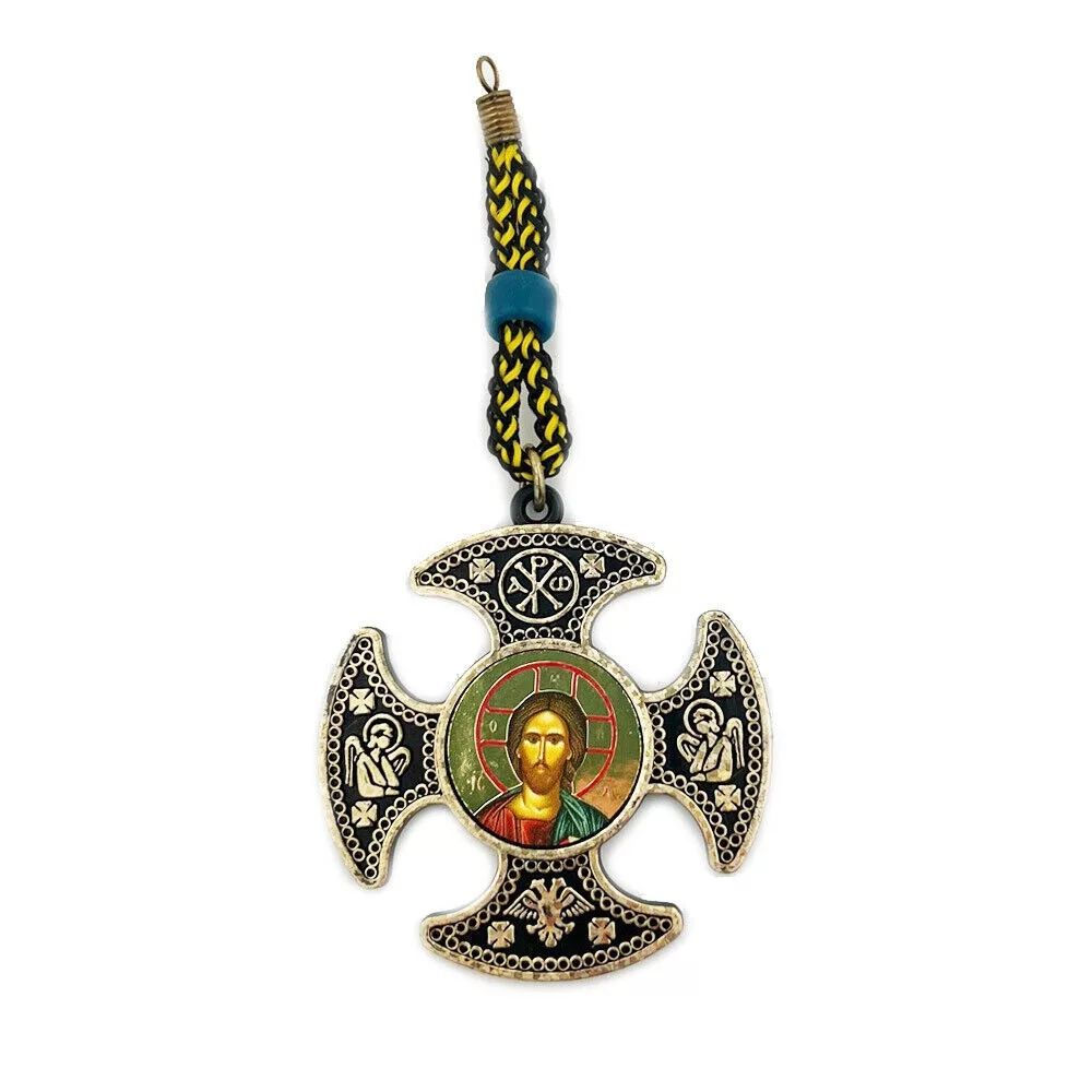 2 Sided Cross Christ and Virgin Mary Reversible Cross Key Chain