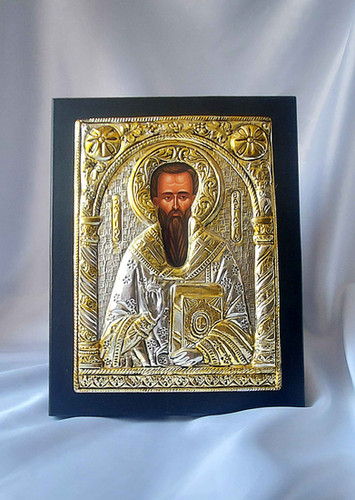 Saint Basil the Great - Greek Orthodox Byzantine Icon Silver 950 ...