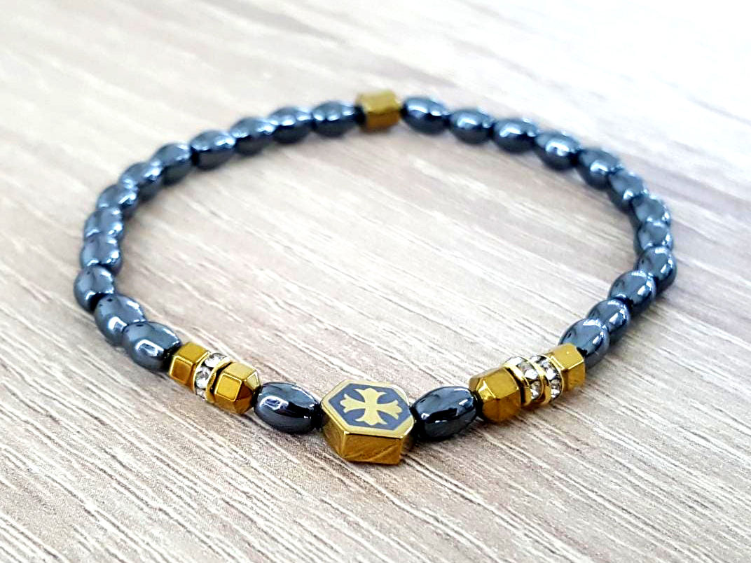 Hematite Bracelet with cross
