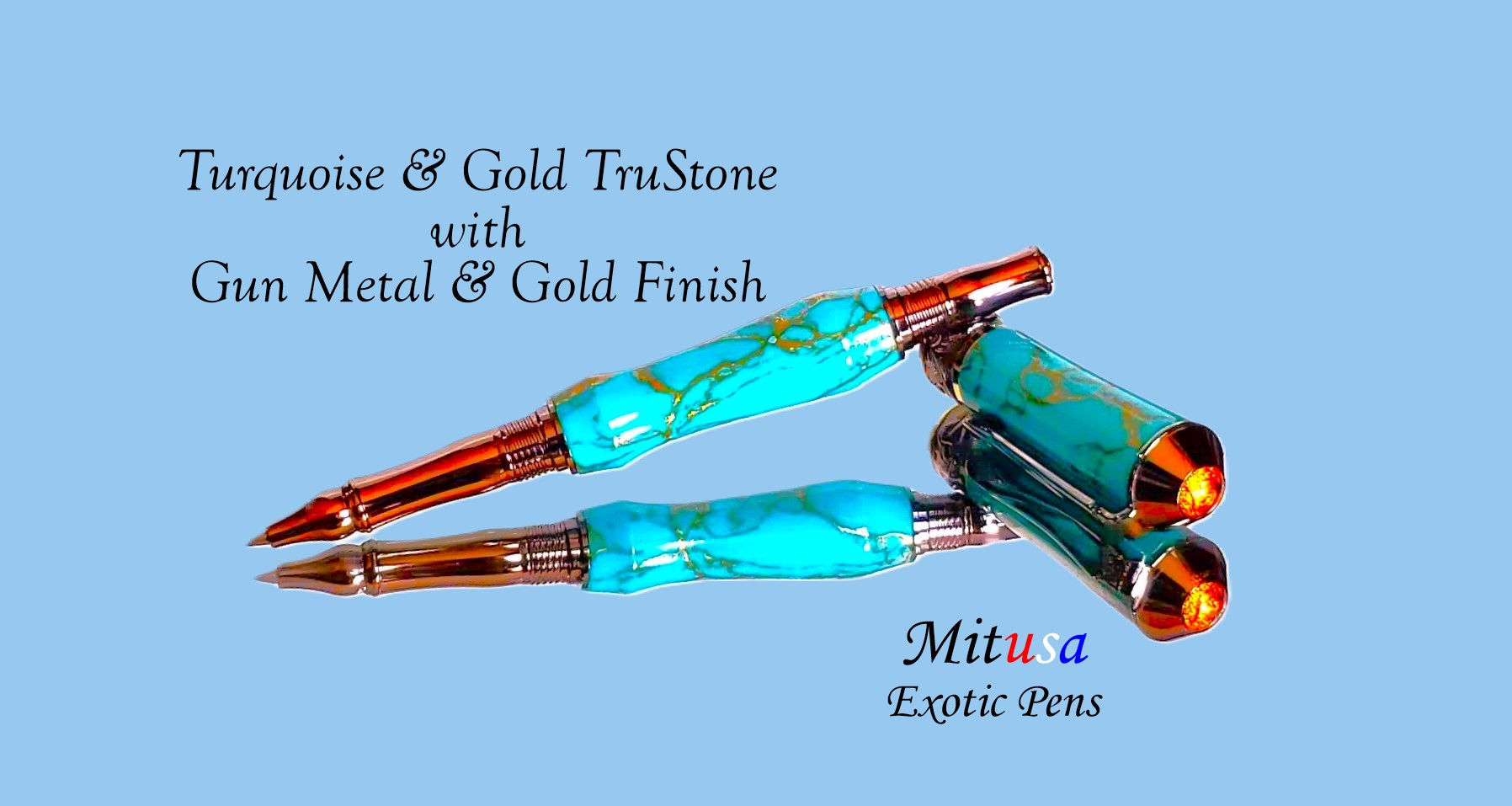 Turquoice and Gold Pen