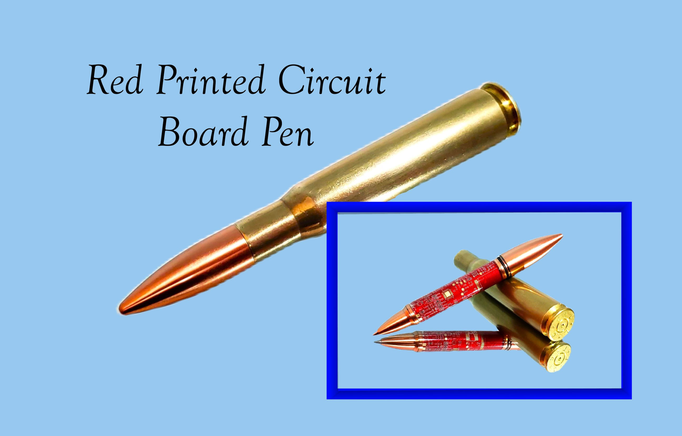 50 Caliber Pen with Red Circuit Board Pen Body