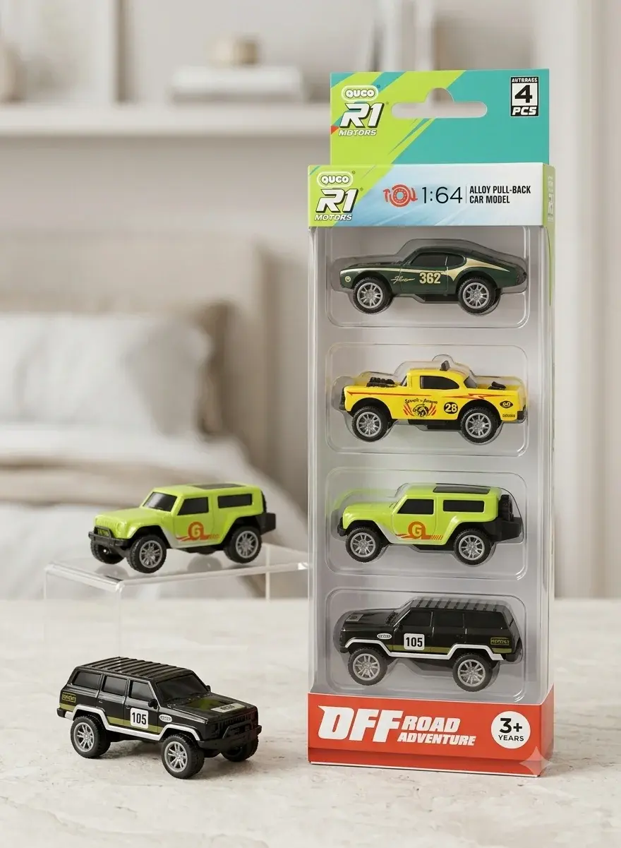 Quco R1 Off Road Adventure 1:64 4 in 1 Diecast Car set