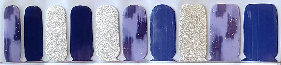 Silver Glitter & Blue Painted Mixed Mani