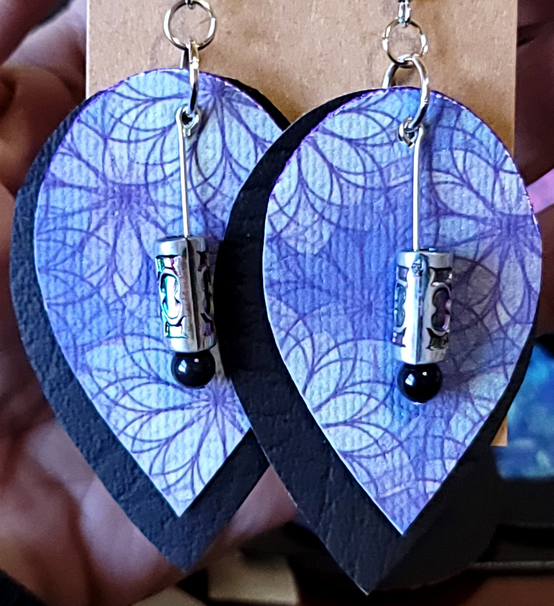 Muted Spring Teardrop Earrings on Black