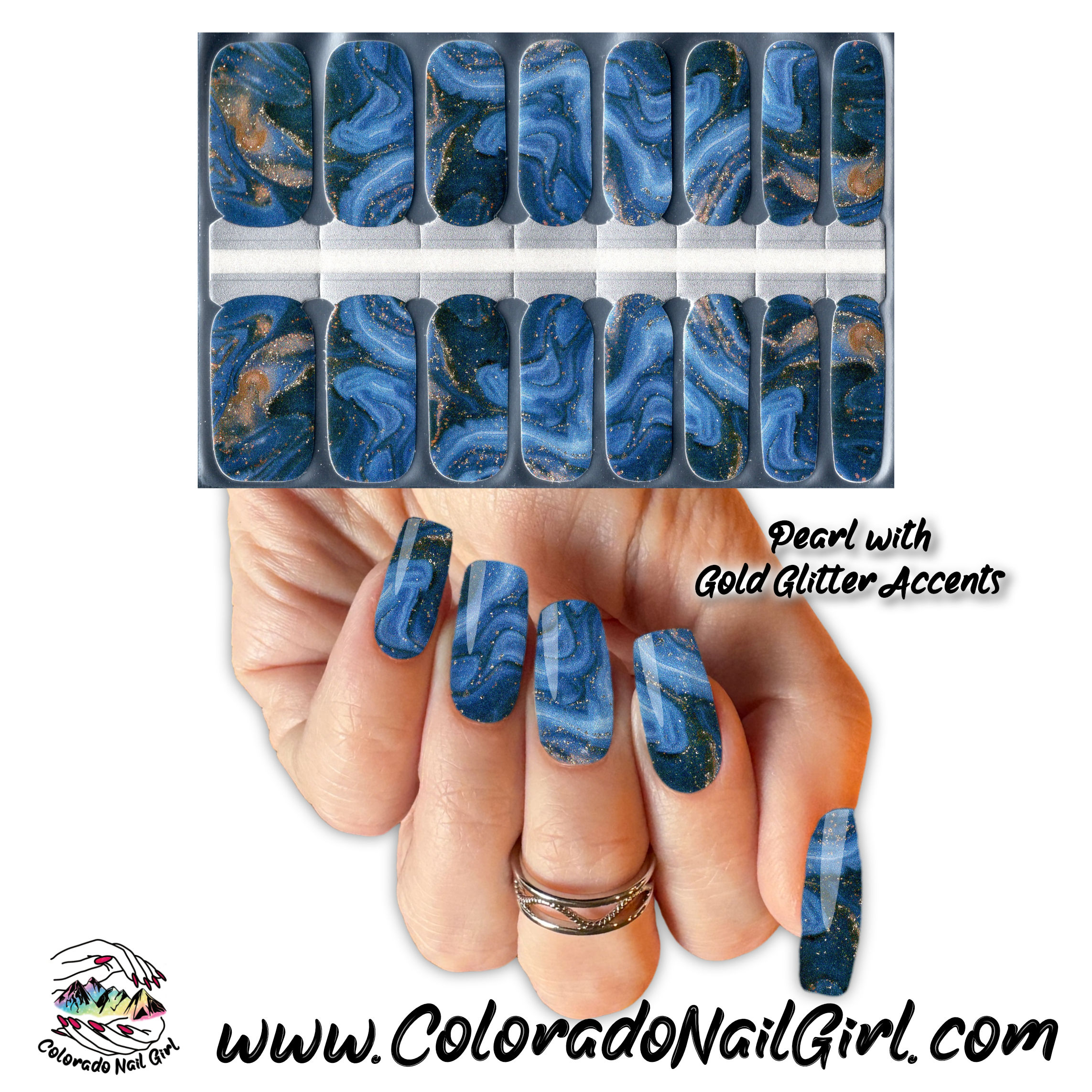 Satin Blue Marble w/ Gold Glitter - ZB Series