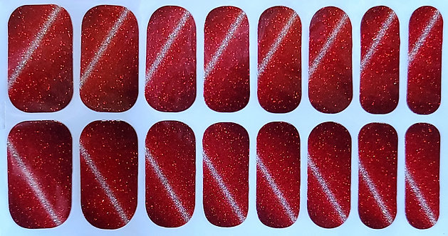 Christmas Red Glitter Cat's Eye