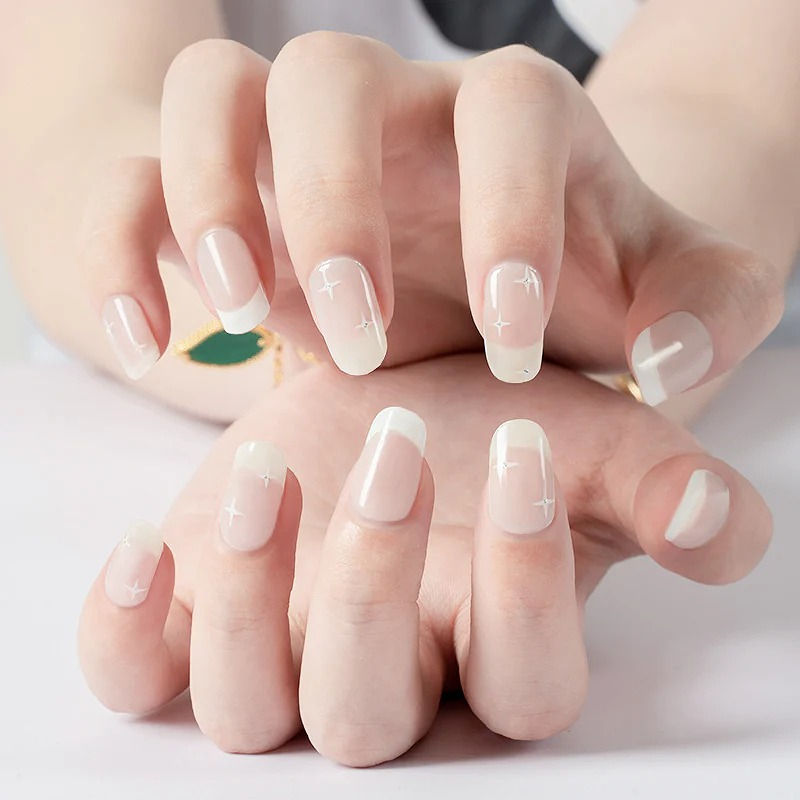 Thumbnail: Misty French (Milky Overlay) - Premium Semi-Cured Gel Wraps
