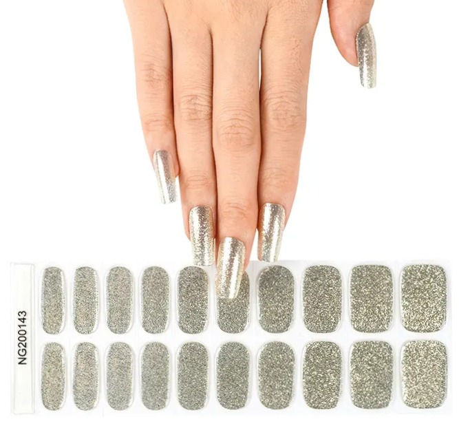Thumbnail: Antique Silver Glitter - Premium Semi-Cured Gel Wraps