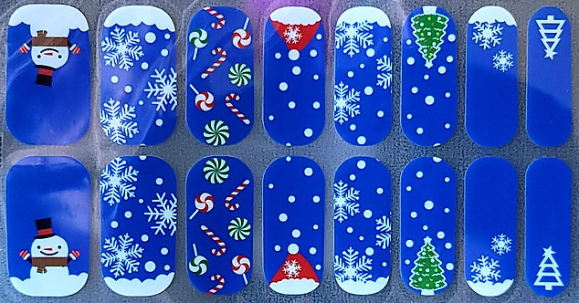 Blue Christmas Snowflakes & Candy Canes